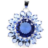 Golden Citrine Pink Tourmaline Violet Tanzanite Silver Pendant