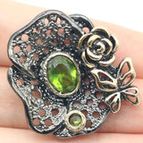 Bohemia Vintage Real Green Emerald Created Green Peridot Silver Pendant