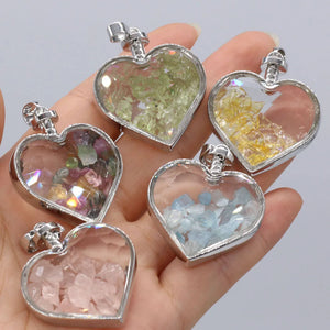 Natural Crystal Love Wishing Bottle Reiki Heal Pendant Charm Necklace