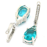 Lovely Drop Pink Tourmaline Tanzanite Aquamarine Silver Earrings