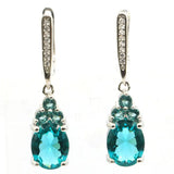 Lovely Drop Pink Tourmaline Tanzanite Aquamarine Silver Earrings