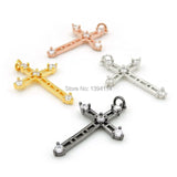 Micro Pave Clear CZ Cross Charm for DIY Bracelets or Necklaces