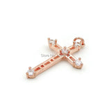 Micro Pave Clear CZ Cross Charm for DIY Bracelets or Necklaces