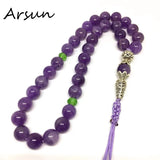 8mm Amethyst Crystal Muslim Prayer Rosary Tesbih