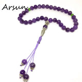 8mm Amethyst Crystal Muslim Prayer Rosary Tesbih