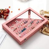 Earring Holder Organizer Velvet Jewelry Tray Display Case Storage Box Stud-Pink