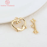 6 Sets 24K Plated Brass Heart Bracelet Toggle Clasps