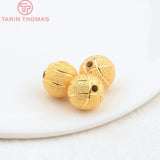 10PCS 12MM Hole 2MM 24K Brass Matte Volleyball Beads DIY Jewelry Findings