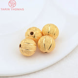 10PCS 12MM Hole 2MM 24K Brass Matte Volleyball Beads DIY Jewelry Findings