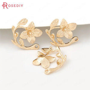 10PCS 22x23MM High Champagne Brass Flower Charms Pendants DIY Jewelry Findings