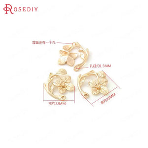10PCS 22x23MM High Champagne Brass Flower Charms Pendants DIY Jewelry Findings