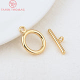 6 Sets Brass Round Toggle Clasps Gold Plated Bracelet Jewelry Making Findings