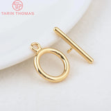 6 Sets Brass Round Toggle Clasps Gold Plated Bracelet Jewelry Making Findings