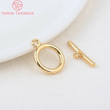 6 Sets Brass Round Toggle Clasps Gold Plated Bracelet Jewelry Making Findings