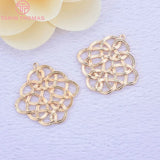 6PCS Brass 24K Champagne Square Chinese Knot Connect Charms Pendants