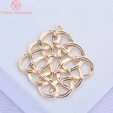 6PCS Brass 24K Champagne Square Chinese Knot Connect Charms Pendants