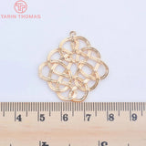 6PCS Brass 24K Champagne Square Chinese Knot Connect Charms Pendants