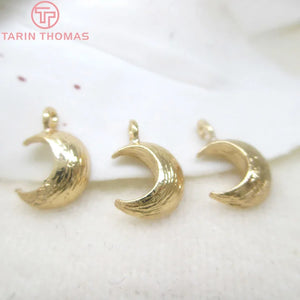 10PCS 10x7MM Moon Charms Pendants 24K Champagne Plated Jewelry Findings