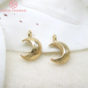 10PCS 10x7MM Moon Charms Pendants 24K Champagne Plated Jewelry Findings