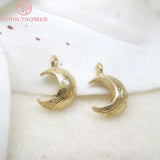 10PCS 10x7MM Moon Charms Pendants 24K Champagne Plated Jewelry Findings