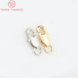 6PCS 5x12MM 24K Plated Brass Rectangle Lobster Clasps Necklace Clasps