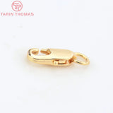 6PCS 5x12MM 24K Plated Brass Rectangle Lobster Clasps Necklace Clasps