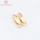 6PCS 5x12MM 24K Plated Brass Rectangle Lobster Clasps Necklace Clasps