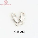6PCS 5x12MM 24K Plated Brass Rectangle Lobster Clasps Necklace Clasps