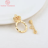 6 Sets 24K Plated Brass Crown Bracelet Toggle Clasps DIY Jewelry Accessories