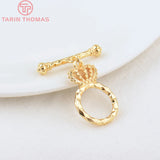 6 Sets 24K Plated Brass Crown Bracelet Toggle Clasps DIY Jewelry Accessories