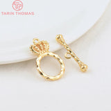 6 Sets 24K Plated Brass Crown Bracelet Toggle Clasps DIY Jewelry Accessories