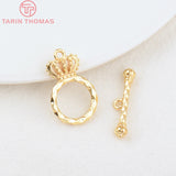 6 Sets 24K Plated Brass Crown Bracelet Toggle Clasps DIY Jewelry Accessories