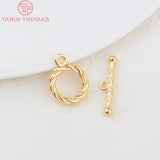 24K Plated Brass Twisted Round Bracelet Toggle Clasps