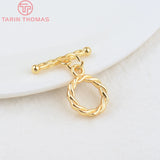 24K Plated Brass Twisted Round Bracelet Toggle Clasps