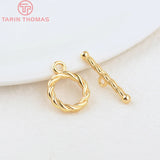 24K Plated Brass Twisted Round Bracelet Toggle Clasps