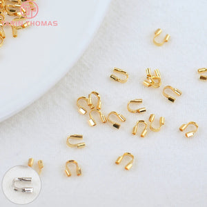 100PCS 5x4MM 24K Brass Thread Protector Clasps Jewelry Accessories