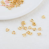 100PCS 5x4MM 24K Brass Thread Protector Clasps Jewelry Accessories
