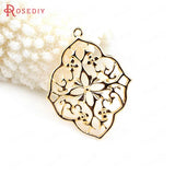 6PCS 33x26MM 24K Brass Prismatic Flower Charms Pendants