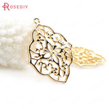 6PCS 33x26MM 24K Brass Prismatic Flower Charms Pendants