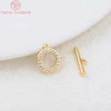 6 Sets 9MM/14MM 24K Plated Brass Bracelet Toggle Clasps for DIY Jewelry