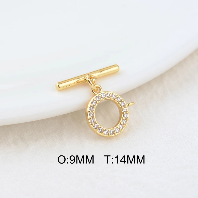 6 Sets 9MM/14MM 24K Plated Brass Bracelet Toggle Clasps for DIY Jewelry