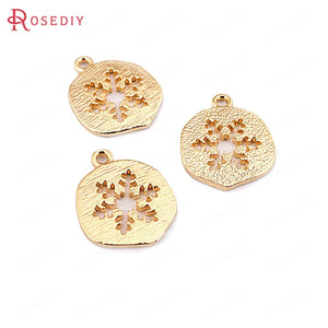 10PCS 14*11.5MM 24K Brass Snowflake Charms Pendants DIY Jewelry Findings