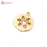 10PCS 14*11.5MM 24K Brass Snowflake Charms Pendants DIY Jewelry Findings