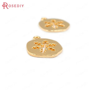 10PCS 14*11.5MM 24K Brass Snowflake Charms Pendants DIY Jewelry Findings