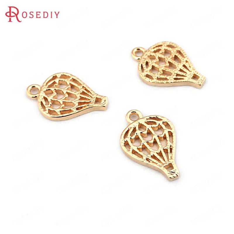 10PCS 13*9MM 24K Brass Hot Air Balloon Charms Pendants DIY Jewelry Findings