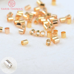300pcs 24K Brass Fasteners Clasps Crimp Tube End Beads for Jewelry Findings