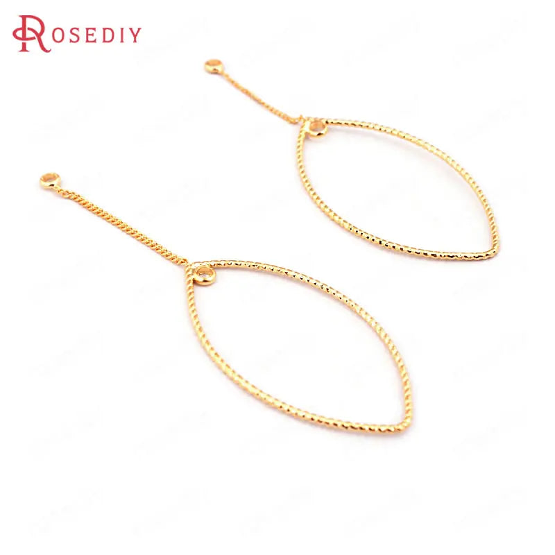 10PCS 24K Brass Twisted Wire Chain Rhombus Charms for DIY Jewelry