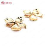 6PCS 18*17MM 24K Brass Zircon Flower Charms Pendants DIY Jewelry Findings
