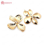 6PCS 18*17MM 24K Brass Zircon Flower Charms Pendants DIY Jewelry Findings