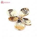 6PCS 18*17MM 24K Brass Zircon Flower Charms Pendants DIY Jewelry Findings